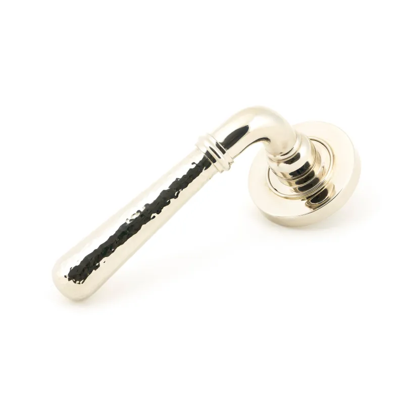 Polished Nickel Hammered Newbury Lever on Rose Adjust (Plain) | From Anvil