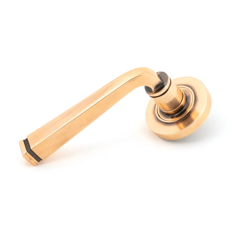 Polished Rustic gold Avon Round Lever on Rose Set (Plain) | From Anvil