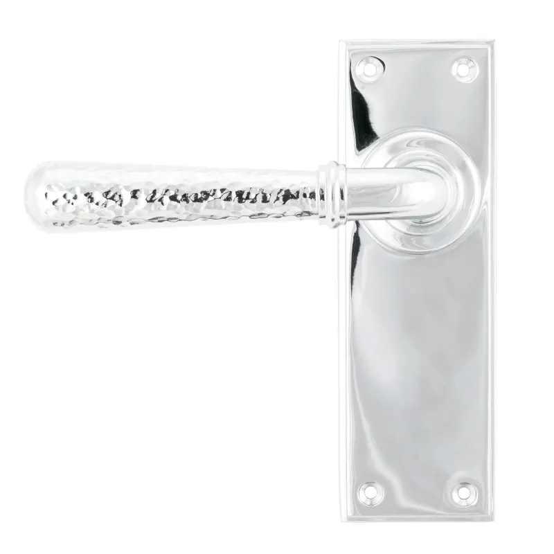 Polished Shiny metal Hammered Newbury Lever Latch Set | From Anvil