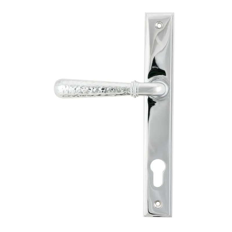 Polished Shiny metal Hammered Newbury Slimline Espag. Lock Set | From Anvil