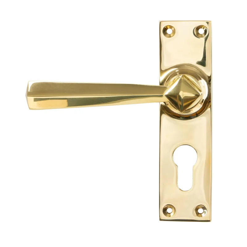 Polished Warm alloy Straight Lever Euro Lock Set | From Anvil
