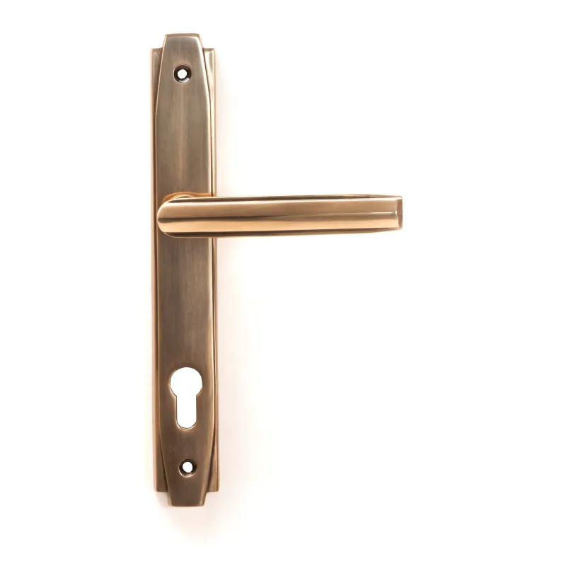 Polished Warm finish Art Deco Slimline Lever Espag. Lock Set | From Anvil