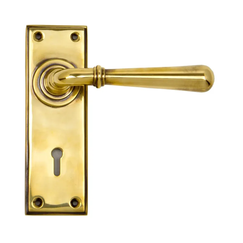Privacy Lock Aged Brass Newbury Lever Lock Place | From Anvil