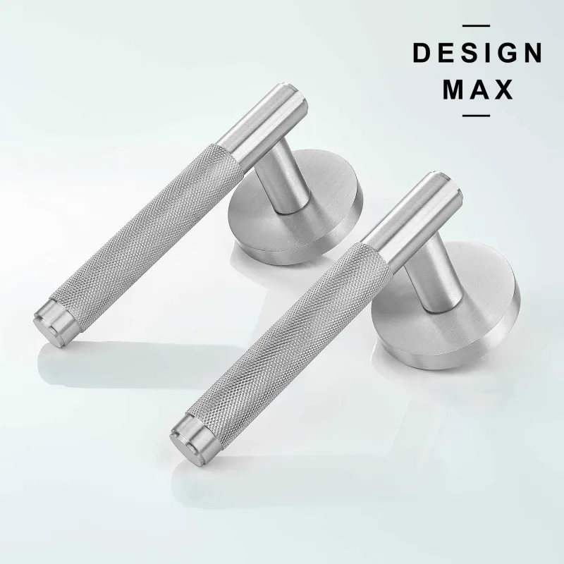 Satin Platinum Knurled Interior Door Set - Lever Door Handle