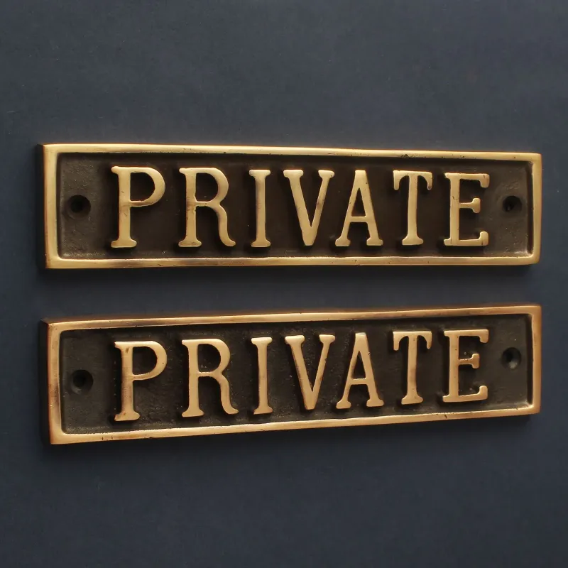 Private Door Sign | Brass & Rustic gold