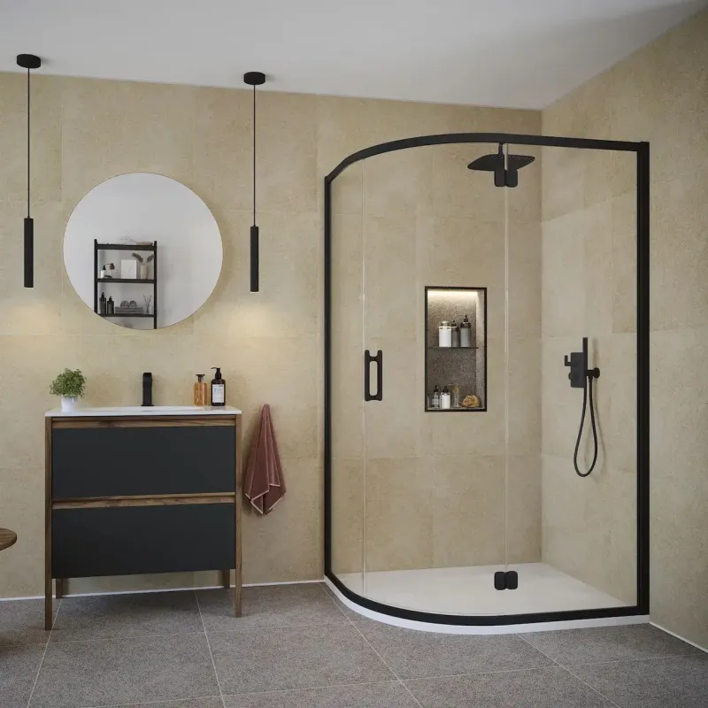 Flair - ILI Hinge Offset Quadrant Door (Matte Ebony