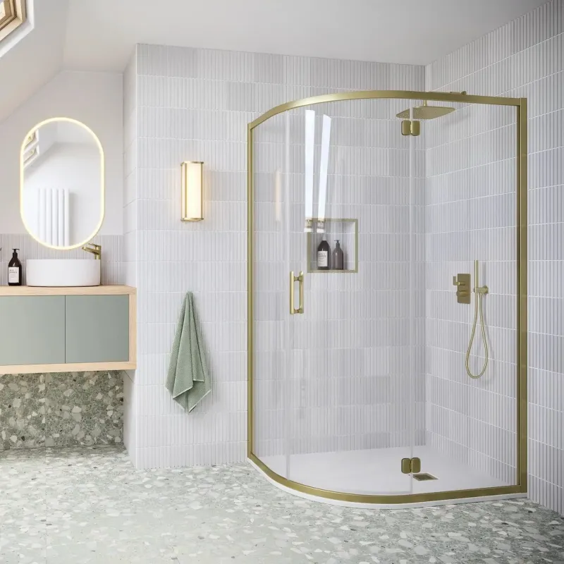 Flair - ILI Hinge Offset Quadrant Door (Brushed Warm alloy