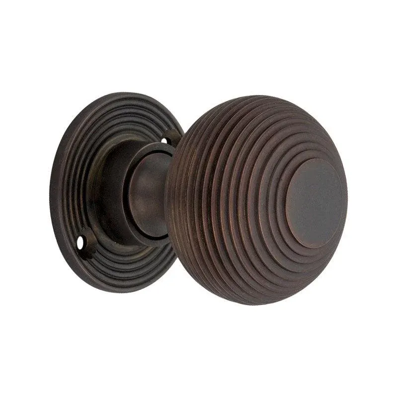 Beehive 50mm Rim/Mortice Door Knob Aged Copper-brown