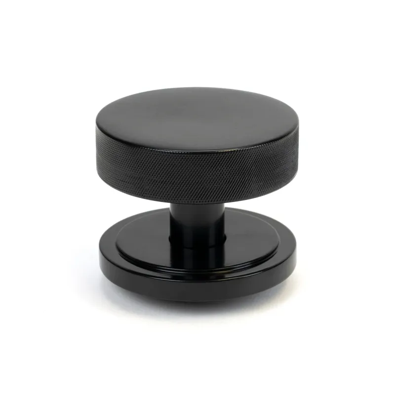 Jet-black Brompton Centre Door Knob (Art Deco) | From Anvil