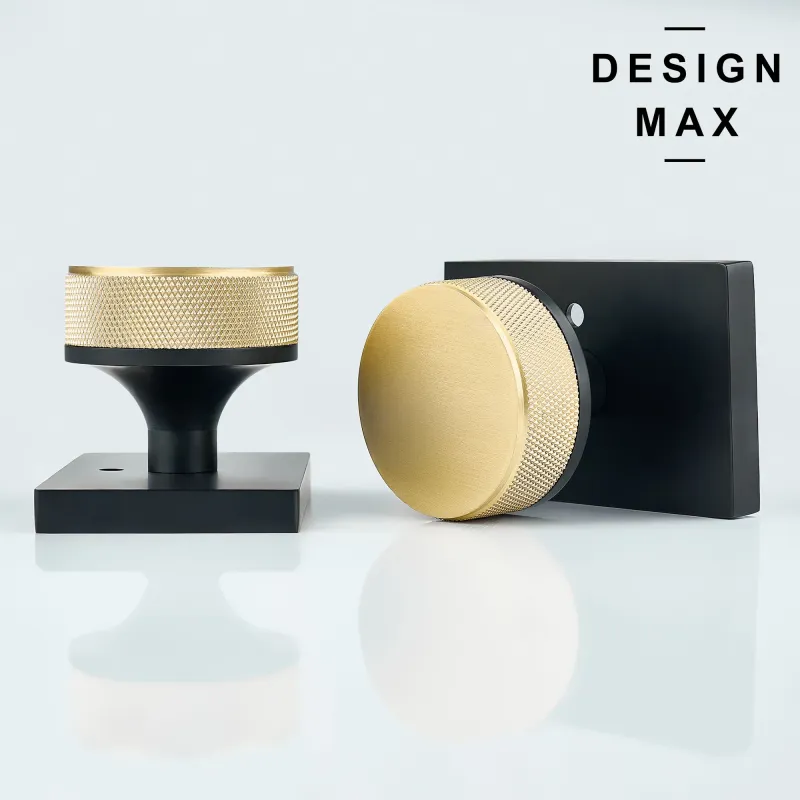 Nimbus Gold Knob Black Rectangular Plate Interior Door Place - Door Knob