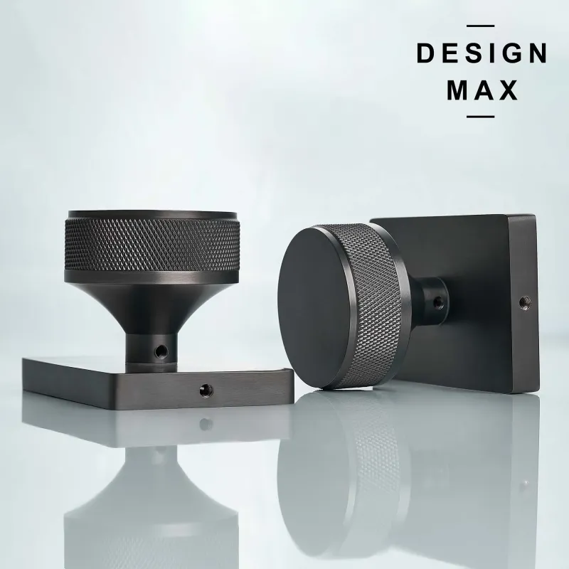 Nimbus Gun Metal Knob Rectangular Plate Interior Door Adjust - Door Knob