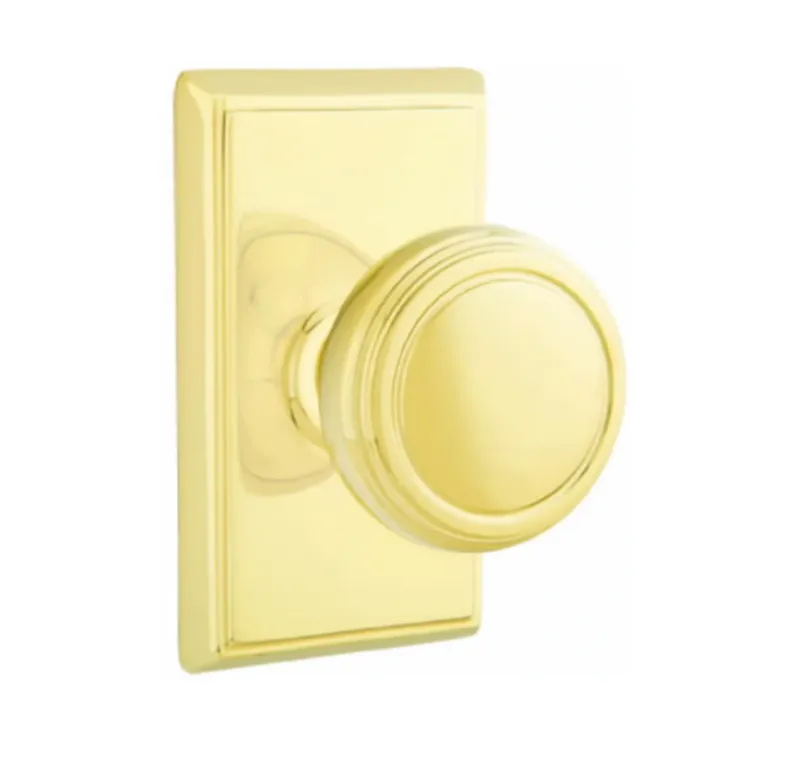 OEM Replacement Transitional Round Door Knob Knob Unlacquered Warm alloy w/ Rectangular Rosette