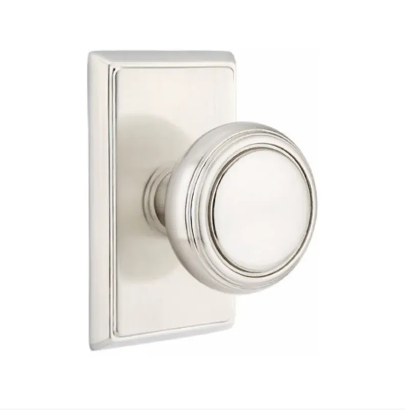 Passage Door Transitional Round Door Knob Knob Satin Nickel w/ Rectangular Rosette
