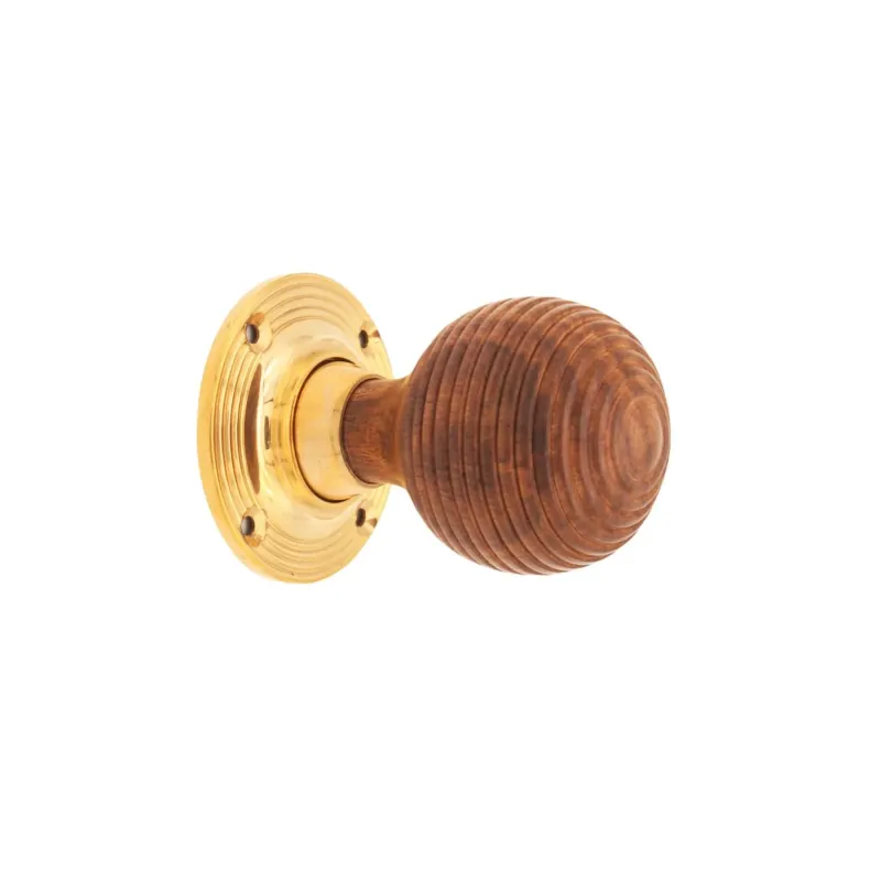 Rosewood Beehive Rim/Mortice Door Knob Polished Warm alloy