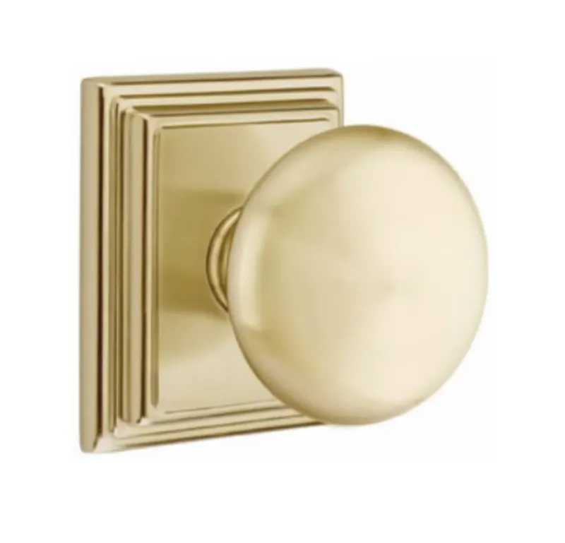 Round Door Knob "Provence" w/ Square Ridge Rosette Satin Warm alloy