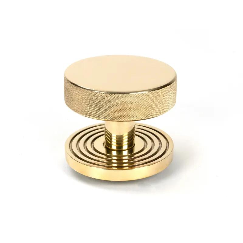 Shiny Brass Brompton Centre Door Knob (Beehive) | From Anvil