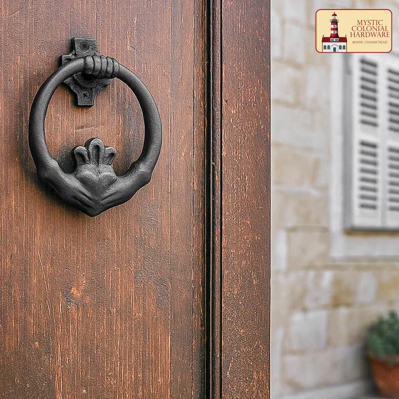 Claddagh Door Knocker Solid Forged Iron Victorian, Colonial, Vintage, Steampunk, Gothic, Baroque Medieval