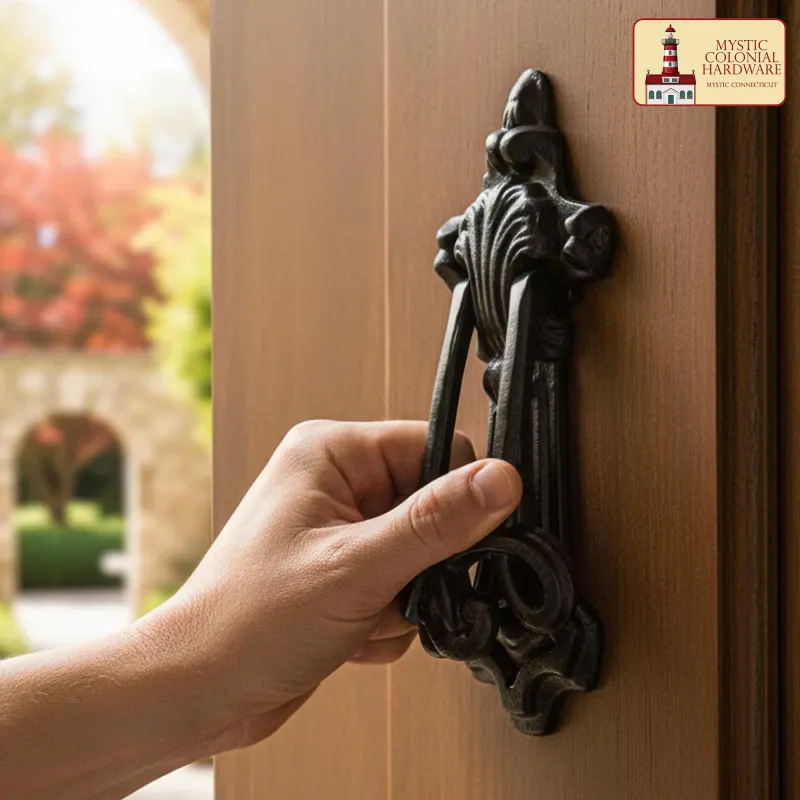 Ebony Powder Coated Gothic Front Door Artisan Made Antique Knocker ANSI Grade 2 Certification