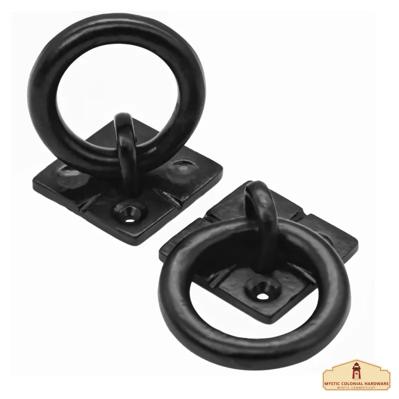 Small Ring Door Knocker - REAL SOLID FORGED IRON - Blackened Hammered finish - Set 2 Pcs