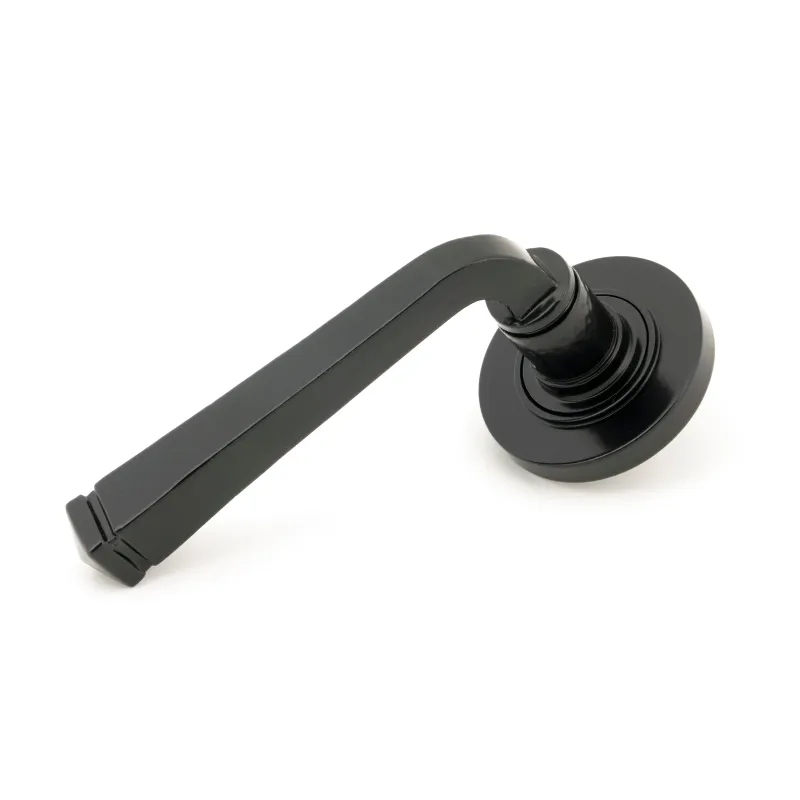 Black Avon Round Lever on Rose Place (Plain) | From Anvil