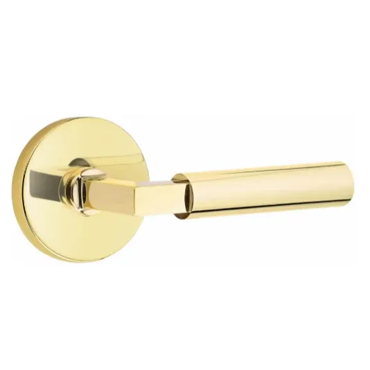 Passage Door Unlacquered Warm alloy Door Lever Smooth Handle w/ Disk Rosette