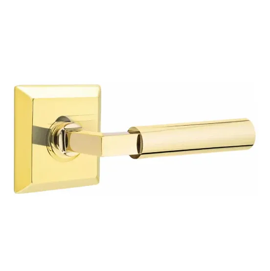 Premium Security Rated Unlacquered Warm alloy Door Lever Smooth Handle w/ Beveled Square Rosette