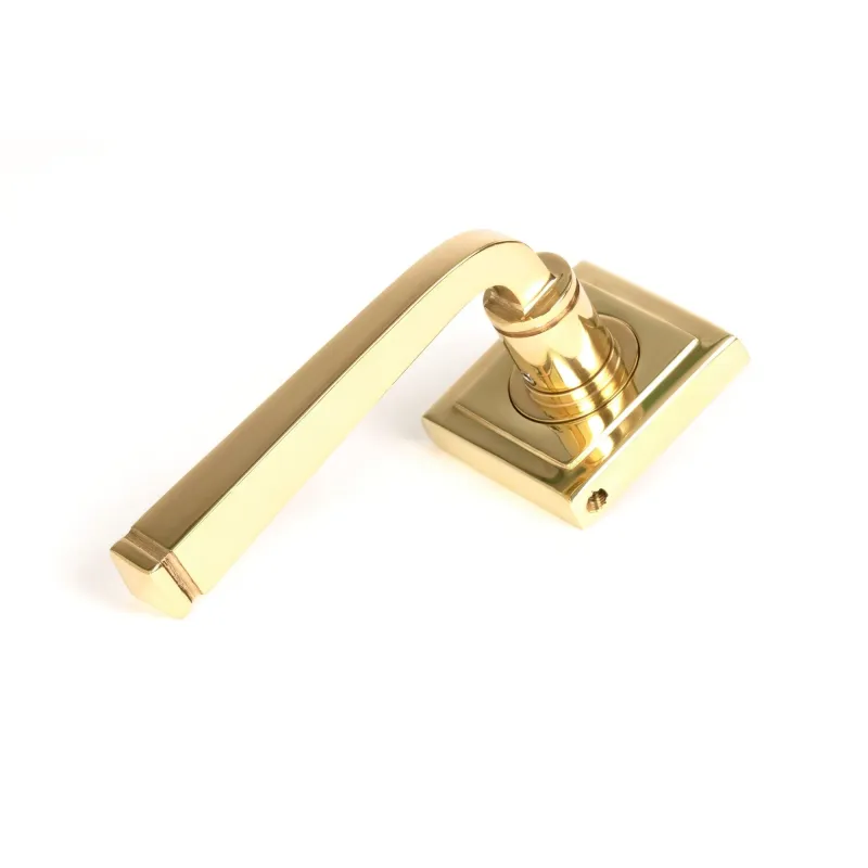 Smooth Brass Avon Round Lever on Rose Set (Square) | From Anvil