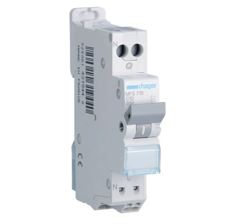 HAGER Disjoncteur Phase+Neutre 3kA courbe C 10A SanVis MFS710