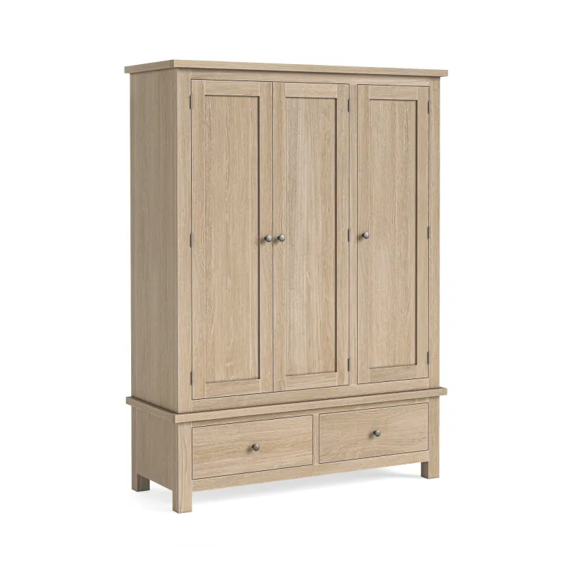 Modern Country Triadic Wardrobe - All Oak Hardwired