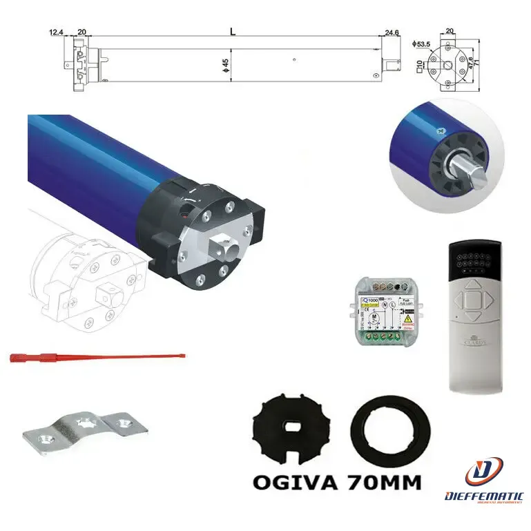 Motore Per Tende Da Sole Rullo 220v 50 Nm 100 Kg + Centralina + 1 Telecomando