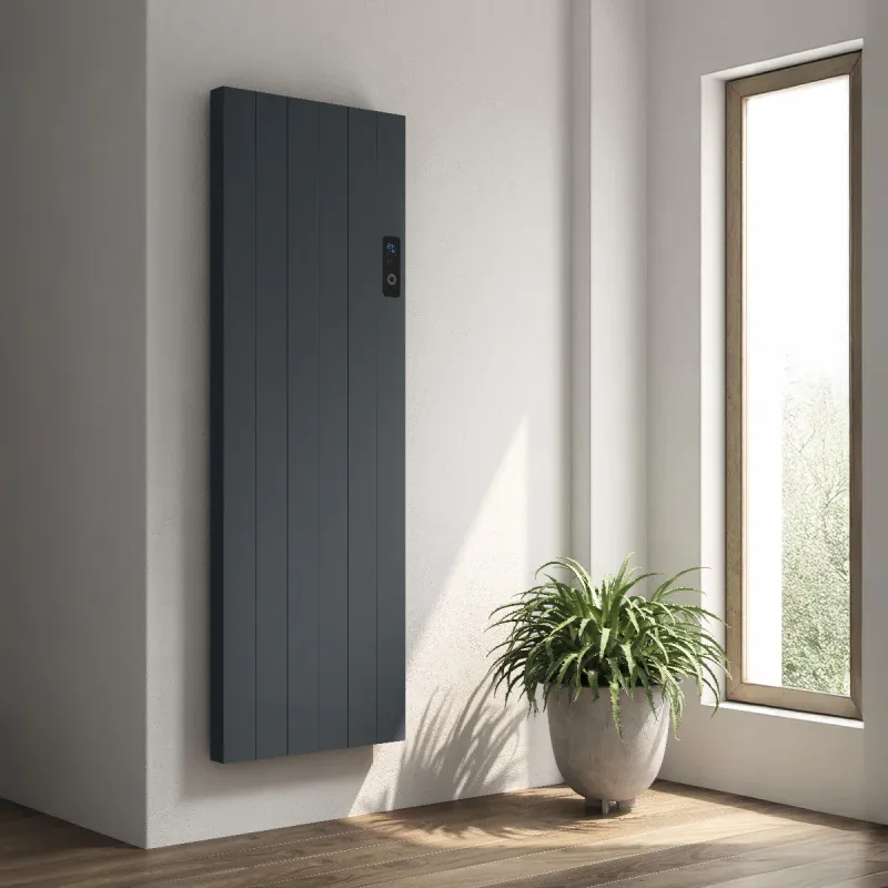 Reina Nika Vertical Electric Aluminium Radiator Anthracite Wall Plate
