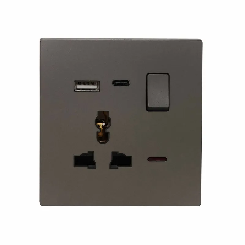 Single MF Socket 13A USB + Type-C (5V 2.1A) – Ultra Thin Polymer