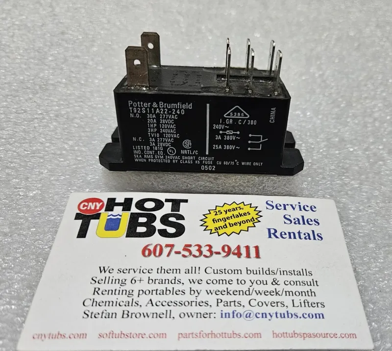 P & B T92 Relay, DPDT, 30Amp, 230V coil Wall Plate