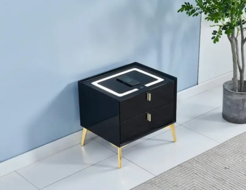 Table de chevet avec LED et Chargeur Induction SMARTLIGHT - 50 x 40 cm Home Office