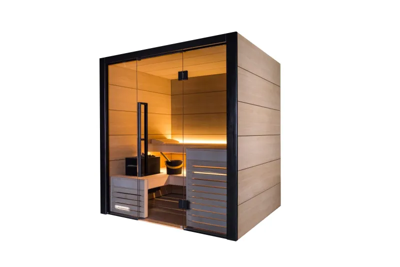 Anti-Splash Aerator Harvia Fuji - Onyx Trim/Oak Hardwood, 2-5 Person, Indoor Sauna