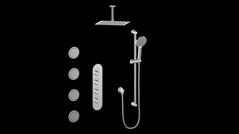 Quick Connect WORGL 3/4" HIGH-FLOW TH SHOWER KIT BODY JETS AND 6" CEILING ARM N/
