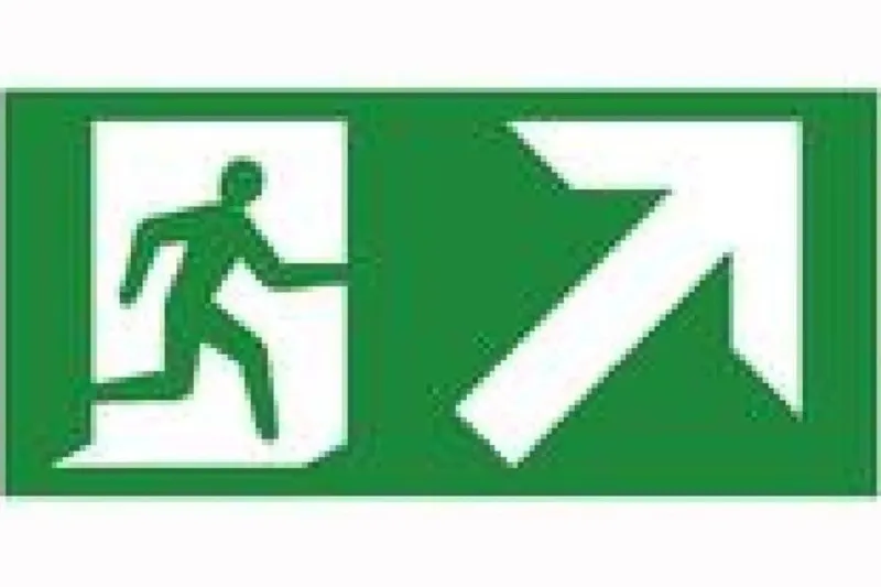Fire Exit Direction Up Right Sign - Health & Safety Signs High Quality Interior & Exterior Mounting Bracket