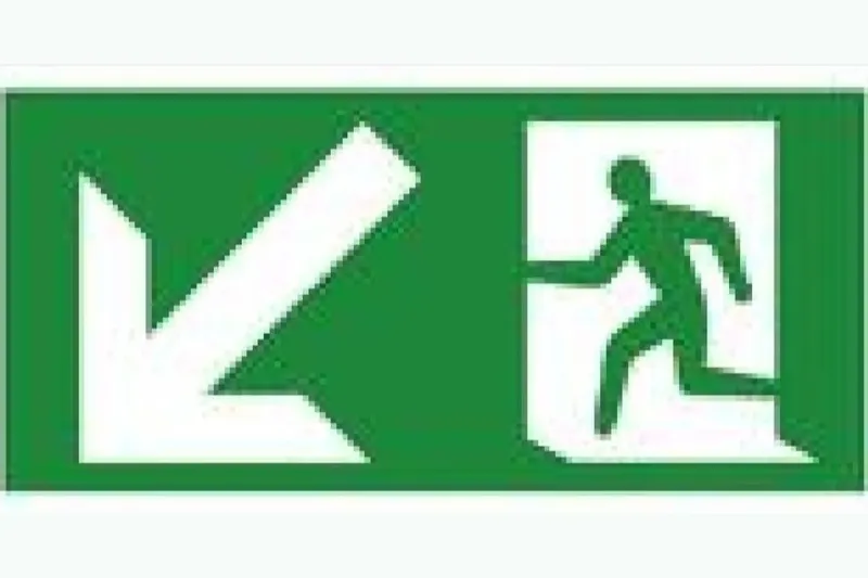 Multi-Purpose Fire Exit Direction Down Left Sign - Health & Safety Signs High Quality Interior & Exterior