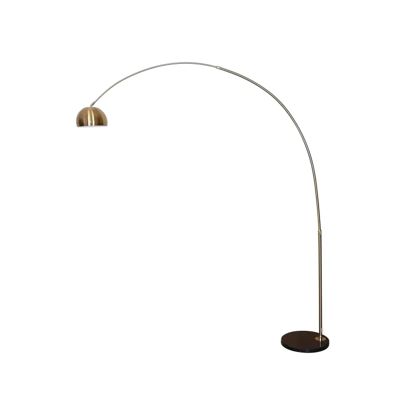 Arco Modern 76" Arched Floor Lamp: Black Marble Base & Alloy Dome Shade