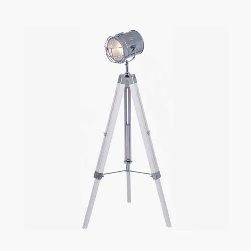 Capstan Chalk Wash & Silver Tripod Floor Lamp – Adjustable Nautical Style