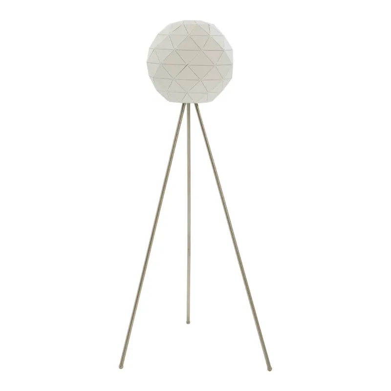 Ceramic Table Prisma White & Chrome Finish Floor Lamp – Geometric Steel Shade Tripod Base