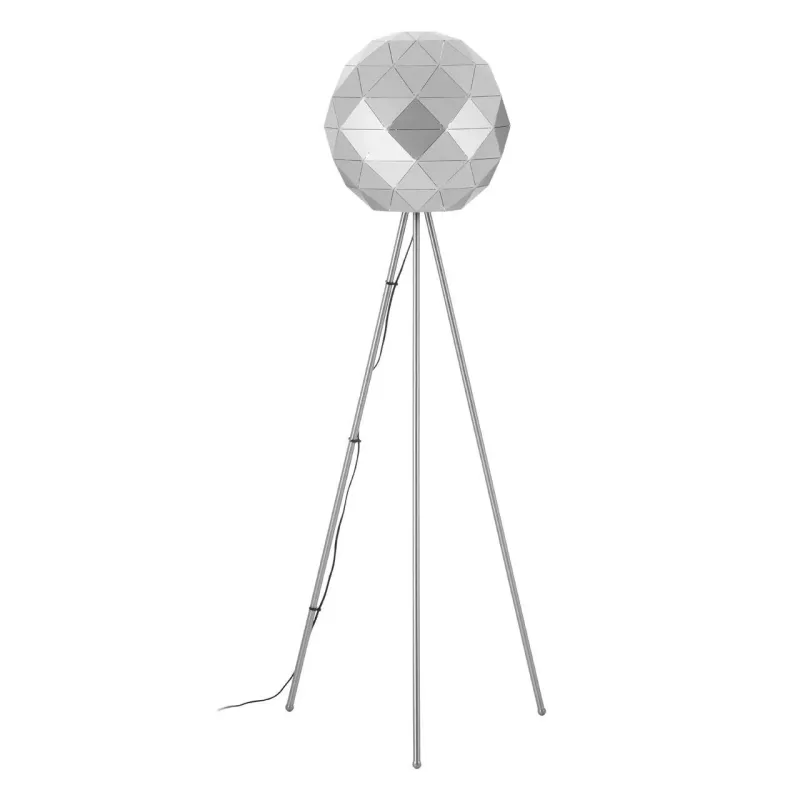 Prisma Silver Finish Floor Lamp – Geometric Hardened Shade Tripod Base