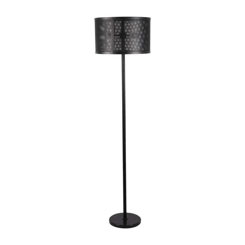 Storm Mesh Ebony Floor Lamp Shade – Modern Iron Base