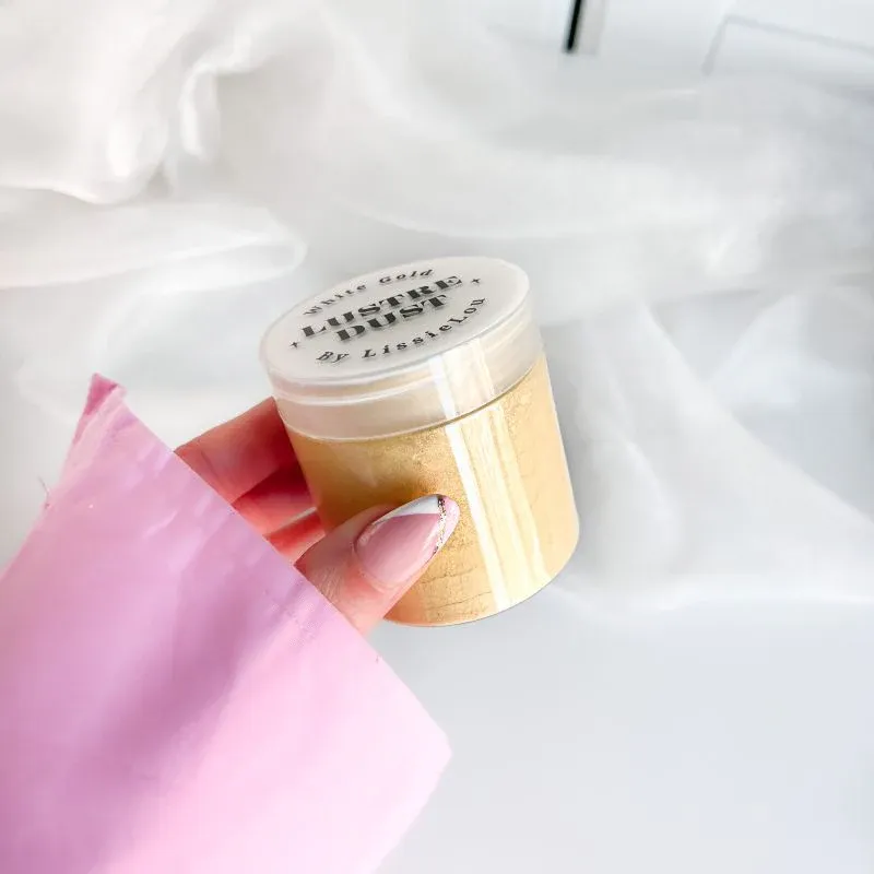 Cool White Lustre Dust 100% Edible - Chalk Gold - 40g Tub