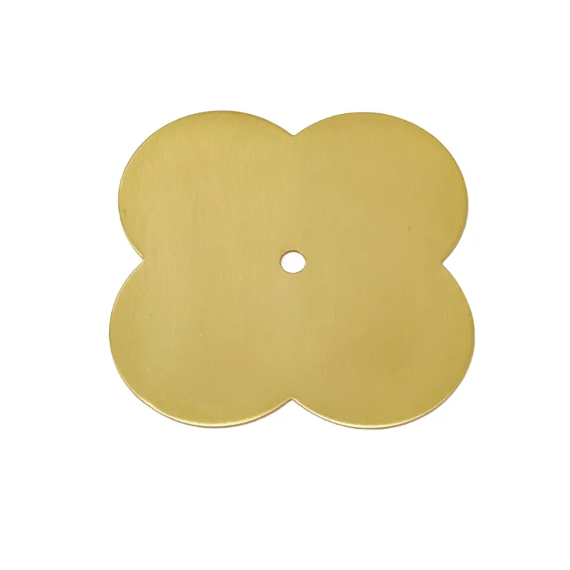 Warm alloy "Clover" Base Plate Cabinet Knobs | Backplate Complete Set