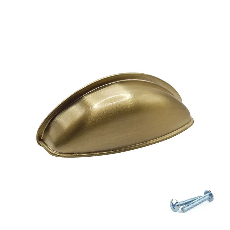 Textured Brass Cup Handle – 79mm Cabinet Drawer Pull (64mm Centres) | M4TEC VG3 Series