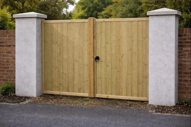 Hardwood garden driveway gates, garden gates wooden 5ft 150cm High, Double Driveway Wooden Garden Gates, Wooden Cottage Dr...