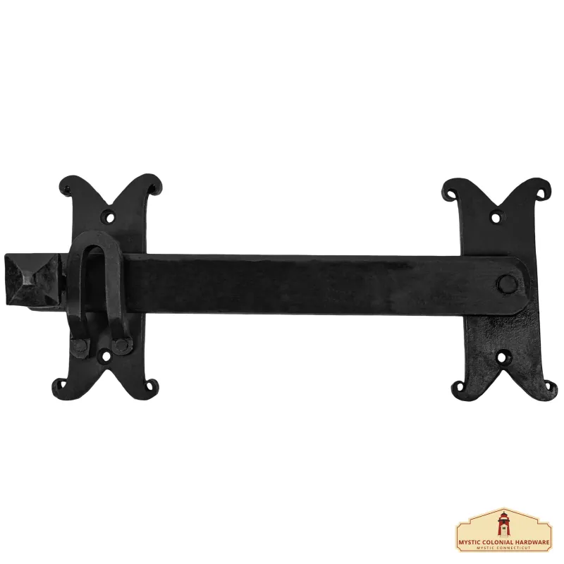 Length: 10 3/4" Iron Gate Latch Black Flip Latches, Heavy Duty Forged Iron Drop Latch, Aged Farm Barn Shed Cabinet Shutter...