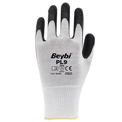 Beybi Polyester-based Knitted Latex Gloves PL9 White