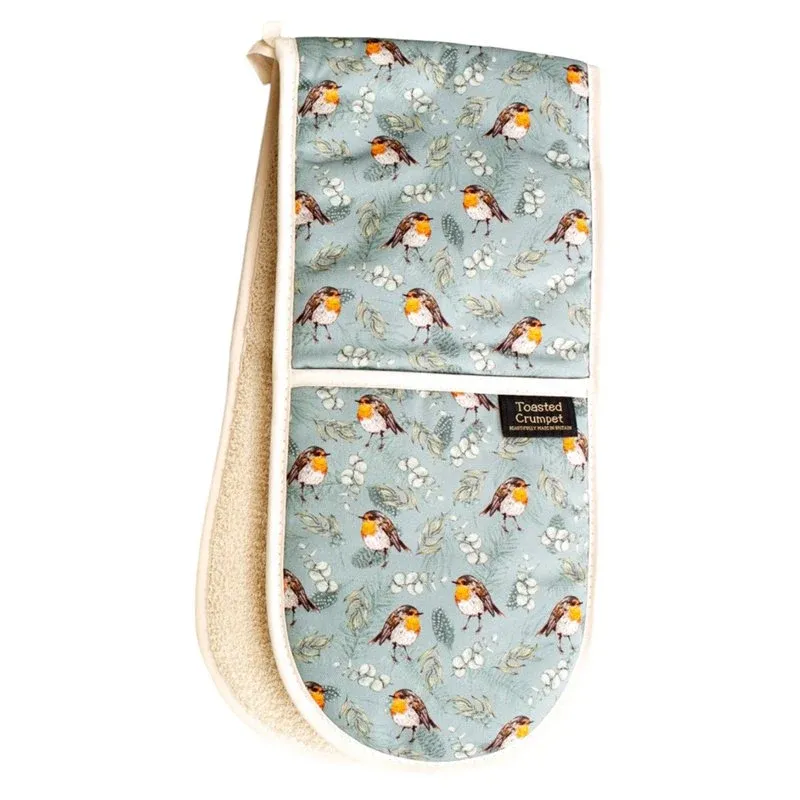 Robin & Eucalyptus Blue Cotton Twin Oven Gloves